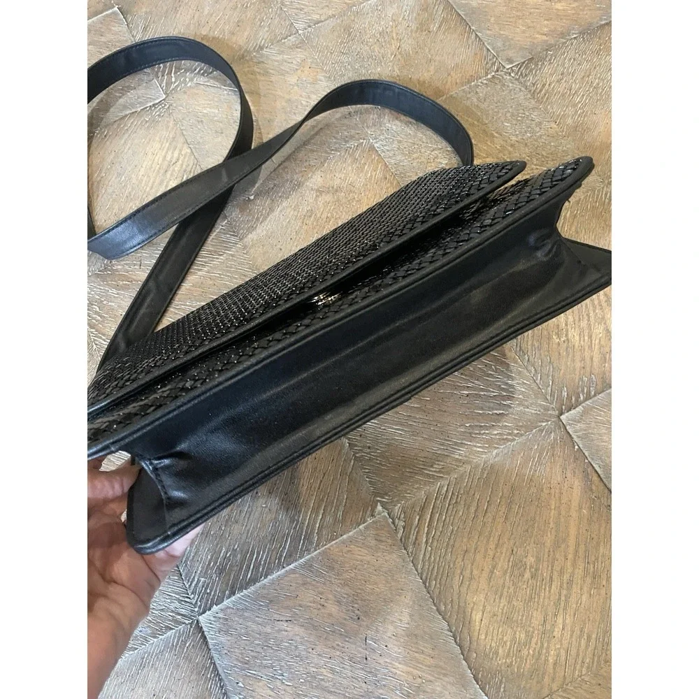 Vintage Whiting & Davis Black Metal Mesh Shoulder Bag Purse or Clutch